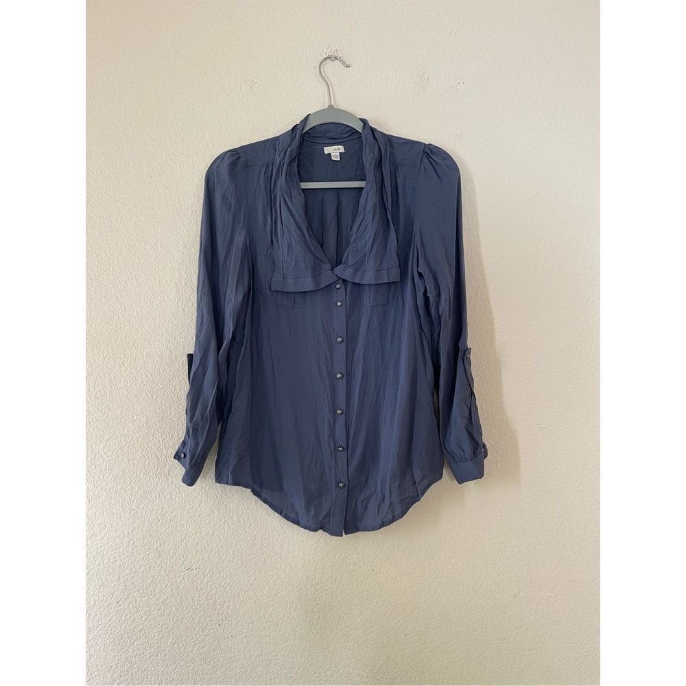 Anthropologie exaggerated collar‎ button up blouse size 0